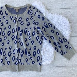 Banana Republic Grey & Blue Leopard Print Cardigan